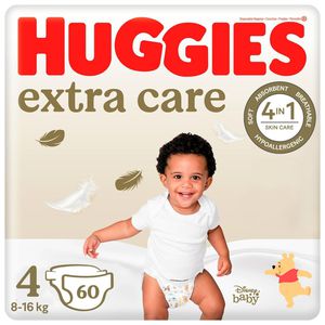HUGGIES EXTRA CARE vienkartinės sauskelnės 4, 8-16 kg, 60 vnt