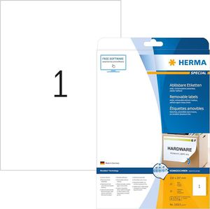 Herma Removable Labels 210X297 25 Sheets DIN A4 25 pcs. 10021