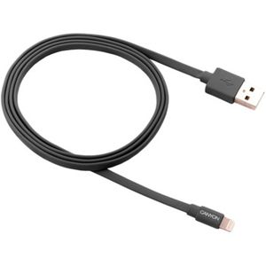 CANYON MFI-2, Charge  and  Sync MFI flat cable, USB to lightning, certified by Apple, 1m, 0.28mm, Dark gray