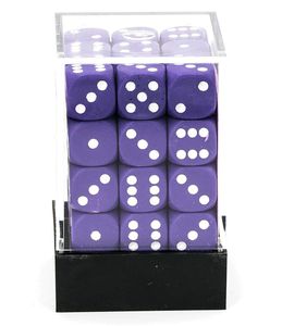 Chessex Opaque 12mm d6 with pips Dice Blocks (36 Dice) - Purple w/white