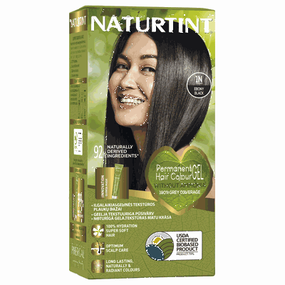 NATURTINT® ilgalaikiai plaukų dažai be amoniako, EBONY BLACK 1N