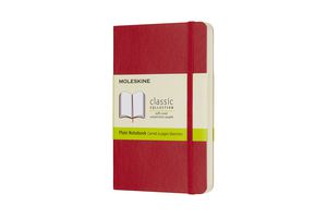 Užrašų knygutė Moleskine Classic 9x14cm, baltais lapais, minkštu viršeliu, raudonos spalvos
