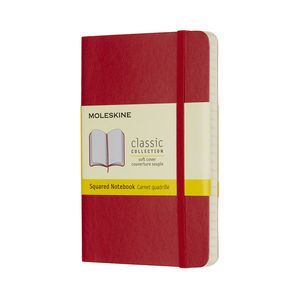 *Užrašų knygutė Moleskine Classic 9x14cm, langeliais, minkštu viršeliu, raudonos spalvos