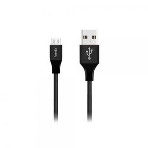 Data Cable USB to Micro USB 12W Fabric 1m By Fonex Black