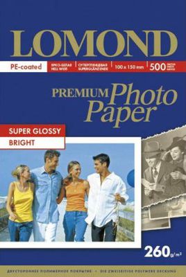 Fotopopierius Lomond Premium Photo Paper Super Blizgus 260 g/m2 10x15, 500 lapų, Bright