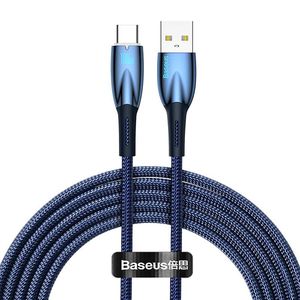 USB cable for USB-C Baseus Glimmer Series, 100W, 2m (Blue)