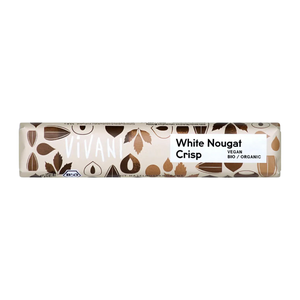 Baltasis lazdynų riešutų nugos šokoladas su traškiais gabaliukais, ekologiškas