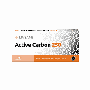 Livsane 250 g aktyvintos anglies kapsulės Active Carbon 250, N20