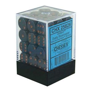 Chessex Opaque 12mm d6 with pips Dice Blocks (36 Dice) - Dusty Blue w/gold