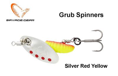 Sukriukė Savage Gear Grub Spinner Silver Red Yellow 2.2 g