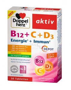 Maisto papildas DOPPELHERZ aktiv B12+C+D3 DEPOT tabletės N30