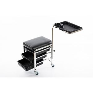 Pedikiūro vežimėlis - kėdutė (3 stalčiai + lentynėlė ant laikiklio)