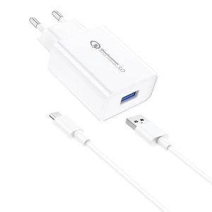 Nástěnná nabíječka Foneng EU13 + kabel USB na Micro USB, 3A (bílá)