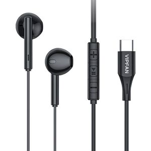 Vipfan M18 wired in-ear headphones, USB-C (black)