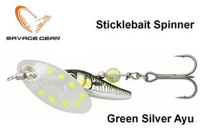 Sukriukė Savage Gear Sticklebait Spinner Green Silver Ayu 4.5 g