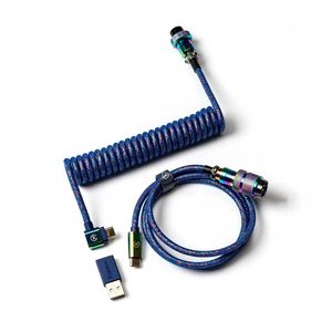 Keychron Premium Coiled Aviator Cable - Rainbow Plated Blue