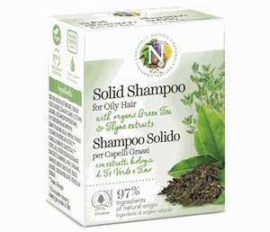NATURAL kietasis šampūnas su žaliąja arbata ir čiobreliais skirtas riebiems plaukams, 50g