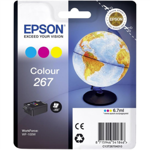 EPSON 267 ink cartridge cyan magenta and yellow standard capacity 200 pages 1-pack RF-AM blister