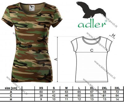 ADLER woodland moteriški trikotažiniai marškinėliai XL