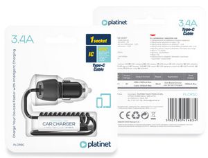 Platinet car power adapter 3.4A USB-A + USB-C (45483)