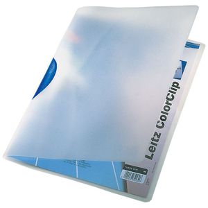 Aplankas su mėlynu spaustuku Leitz ColorClip, A4, sega iki 30 lapų, plastikinis, matinis