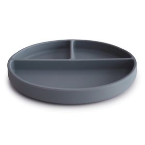 Mushie prilimpanti silikoninė lėkštė su skyriais Tradewinds, tamsiai pilka