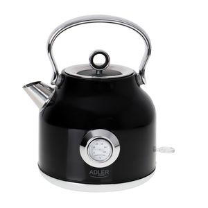 Virdulys Adler Kettle with a Thermomete AD 1346b Electric, 2200 W, 1.7 L, Stainless steel, 360° rotational base, Black