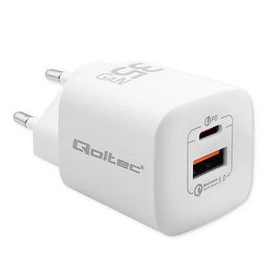 QOLTEC 50763 GaN ULTRA 35W charger / 5-20V / 2.25 3A / 1 x USB type C PD / 1x USB / White