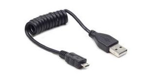 GEMBIRD CC-MUSB2C-AMBM-0.6M micro USB cable 2.0 coiled cable black 0.6m