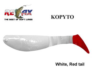Relax guminukas Kopyto T001 White, Red tail 7.5 cm