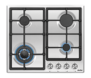 Dujinė kaitlentė Simfer Hob H6.406.VGWIM Gas, Number of burners/cooking zones 3 Gas + 1 Wok, Mechanical,  Stainless Steel
