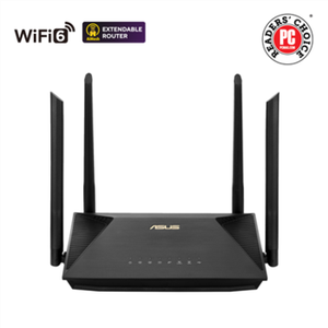 Asus RT-AX1800U AX1800 Dual Band WiFi 6 (802.11ax) Router supporting MU-MIMO and OFDMA technology, with AiProtection Classic network security powered by Trend Micro™, compatible with ASUS AiMesh WiFi system