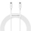 Baseus Superior Series USB-C to USB-C Cable, 2m, 100W, White - greito įkrovimo kabelis