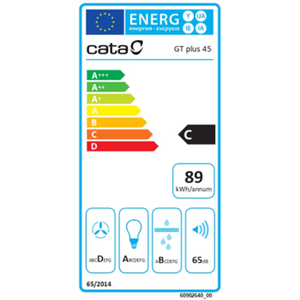CATA | Hood | GT-PLUS 45 WH/M | Energy efficiency class C | Canopy | Width 60 cm | 645 m³/h | Mechanical control | White | CSLED