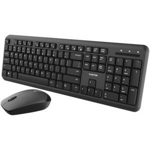 CANYON SET-W20, Wireless combo set,Wireless keyboard with Silent switches,104 keys, UK and US 2 in 1 layout,optical 3D Wireless mice 100DPI black