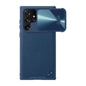 Kožené pouzdro Nillkin CamShield pro Samsung Galaxy S22 Ultra (modré)