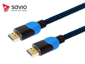 Elmak Cable HDMI-HDMI v2.0, OFC, copper, 3D, gaming, PLAYSTATION, blue-black, braid, 4K, 3.0m SAVIO GCL-05