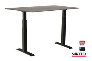 Reguliuojamo aukščio stalas SUN-FLEX®EASYDESK ADAPT, elektrinis, dviejų variklių, juodas rėmas, 140x80 cm,  šv. pilkas stalviršis