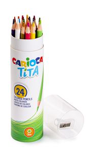 Spalvoti pieštukai CARIOCA TITA, su drožtuku, dėžutėje, 24 spalvų