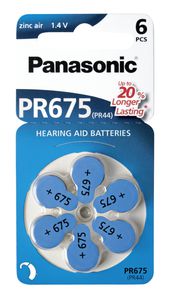 Panasonic PR 675 Zinc Air 6 pcs. Hearing Aid Cells