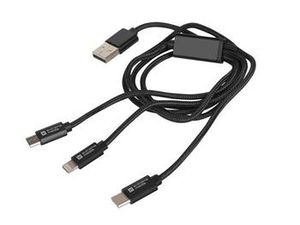 NATEC NKA-1202 Extreme Media cable microUSB+ Lightning+ USB Typ-C to USB M 1m Black