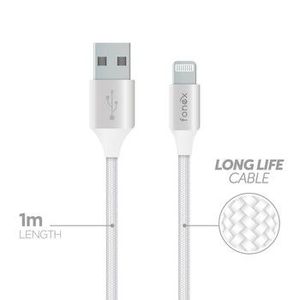 Data Cable USB to Lightning 10W Fabric 1m By Fonex White