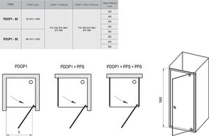 Varstomos dušo durys Ravak Pivot, PDOP1-90, juoda+Transparent