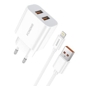 Rychlonabíječka Foneng 2x USB EU45 + kabel USB Lightning