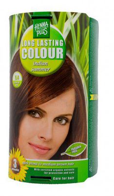 HENNAPLUS plaukų dažai ilgalaikiai su 9 ekologiškais ekstraktais spalva Indijos vasara  5.4